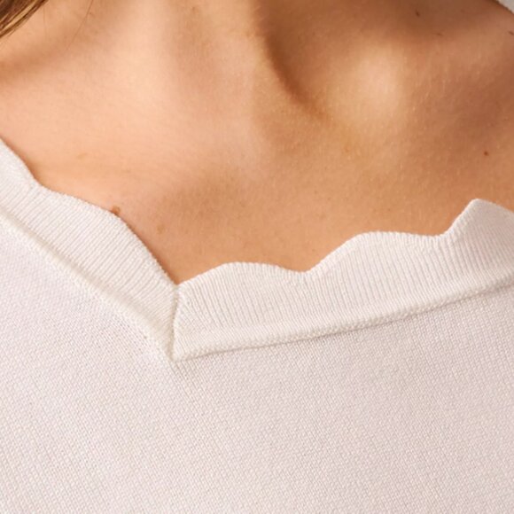 Melissa Paige Scalloped Short-Sleeve Sweater Sz L NWT - Picture 5 of 12